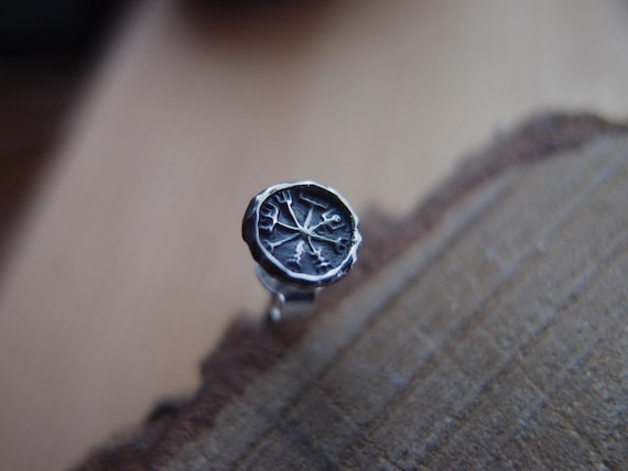 Vegvisir Viking compass sterling silver celtic viking gift unisex Single stud earring (NO EXTRA FEEs For US)