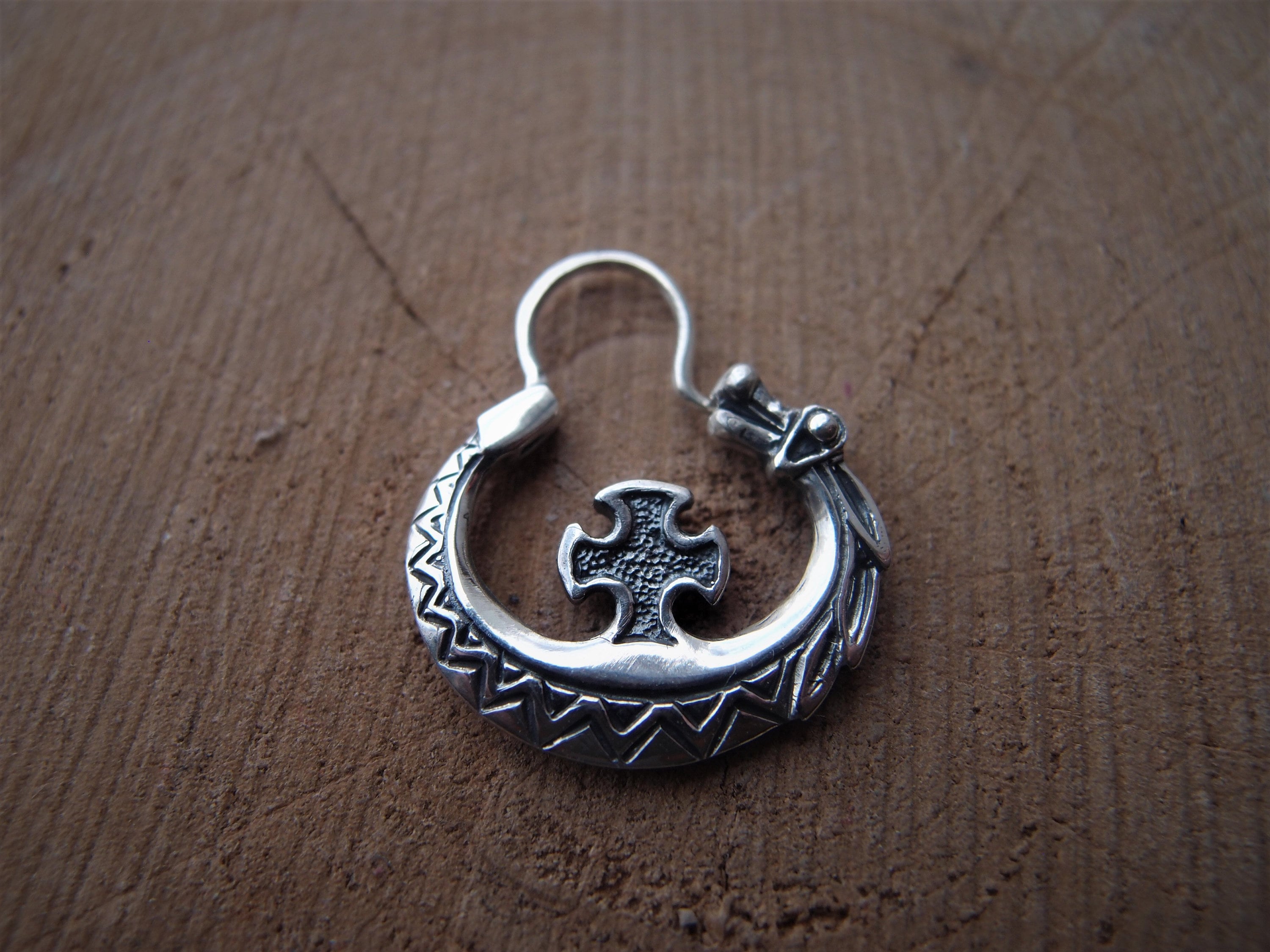 Dragon Cross Sterling Silver Earring: Cossack Jewelry (NO Extra