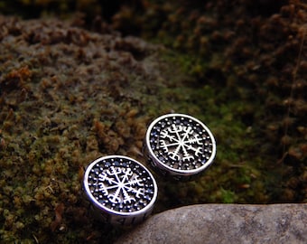 Vegvisir Viking Compass Stud Earrings — Norse Protection Symbol Earrings (NO Extra Fees for US)