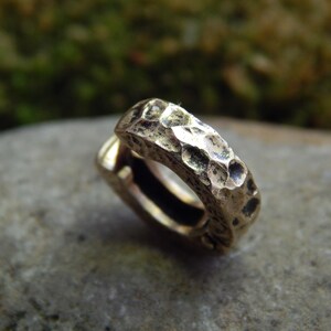 Forged Bronze Brass Hoop Earring: Asteroid Design, 0.5 inch (NO EXTRa FEES for US)