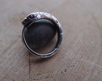 Sterling Silver Ouroboros Snake Hoop Earring: Handcrafted Unisex Design