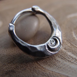 Sun & Moon Sterling Silver Septum Ring - Norse Piercing Jewelry Septum Clicker