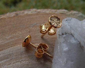 14K Gold Vegvisir Earrings: Viking Compass Studs, Norse Jewelry