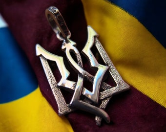 Pendentif tryzub trident en argent sterling ukrainien