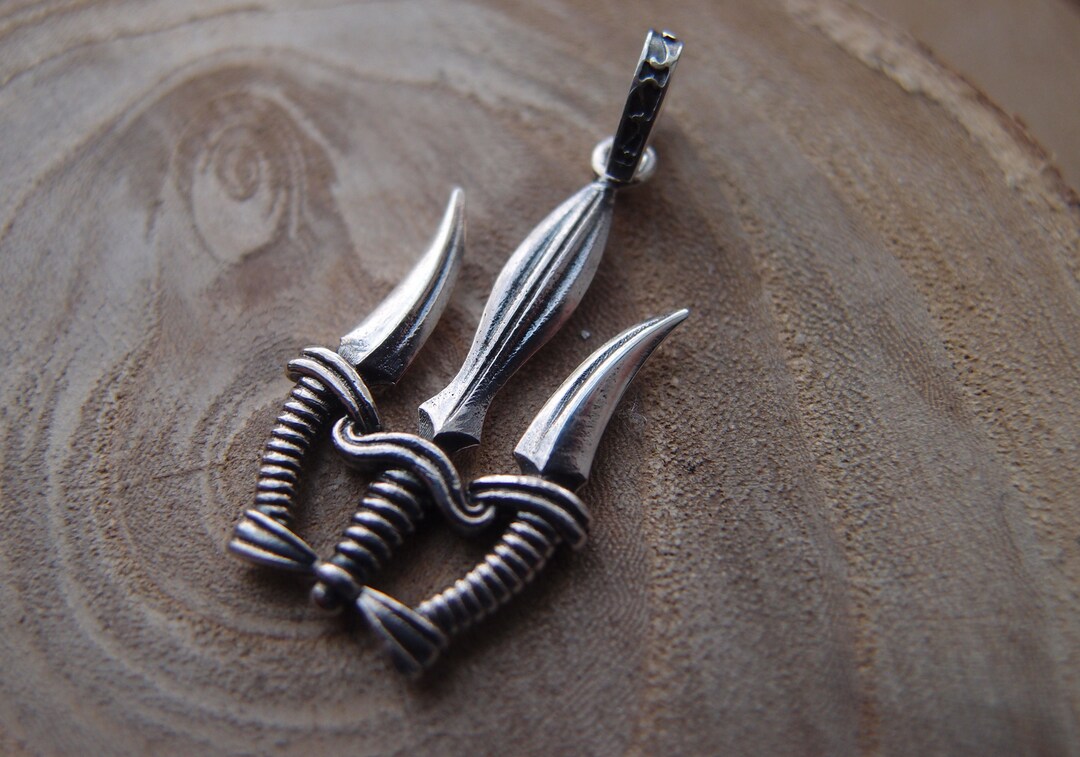 Sterling Silver Trident Pendant: Daggers, Swords, Knives - Etsy