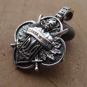 Ukrainian cossack-witcher big sterling silver pendant necklace  Glory to Ukraine