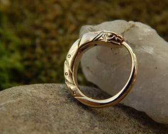 Ouroboros snake Hoop earring  14mm (0,55 inch) handcrafted in Ukraine, Jormungand snake