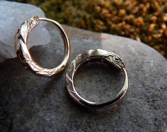 14 kt gouden Ouroboros-slangoorbellen: handgemaakte Jormungand-slang (GEEN EXTRA KOSTEN voor VS)