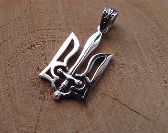Tryzub trizub Ukrainian Trident sterling silver pendant (FREE SHIPPING for US)
