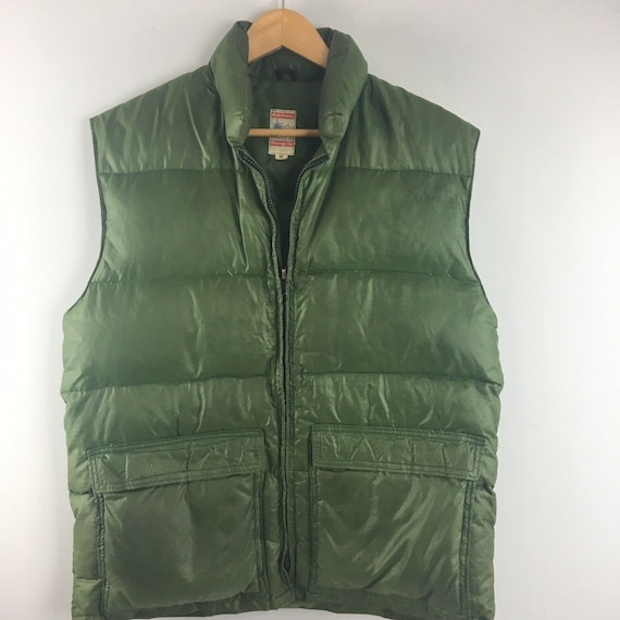 Vtg Frostline Down Puffer Vest Mens M Medium Olive