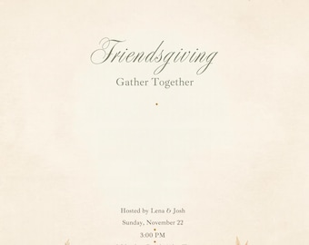 Watercolor Pumpkin Friendsgiving Invitation Bundle, Fall Canva Invite, Menu Card & Phone Evite, Sage Thanksgiving Dinner Template