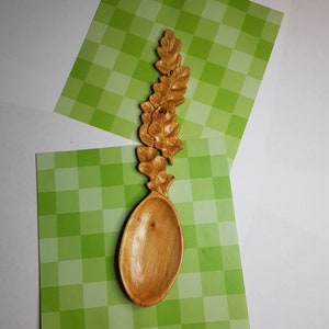 Hand made Oak leaf Welsh love spoon