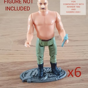 RETRO Indiana Jones figure stands (only compatible with RETRO 2023 3.75" figures, no Kenner 1982 or Hasbro 2008). Set of 6 metal stands.