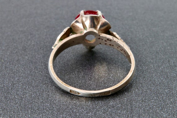 Ruby ring, Soviet sterling silver ring with red r… - image 4