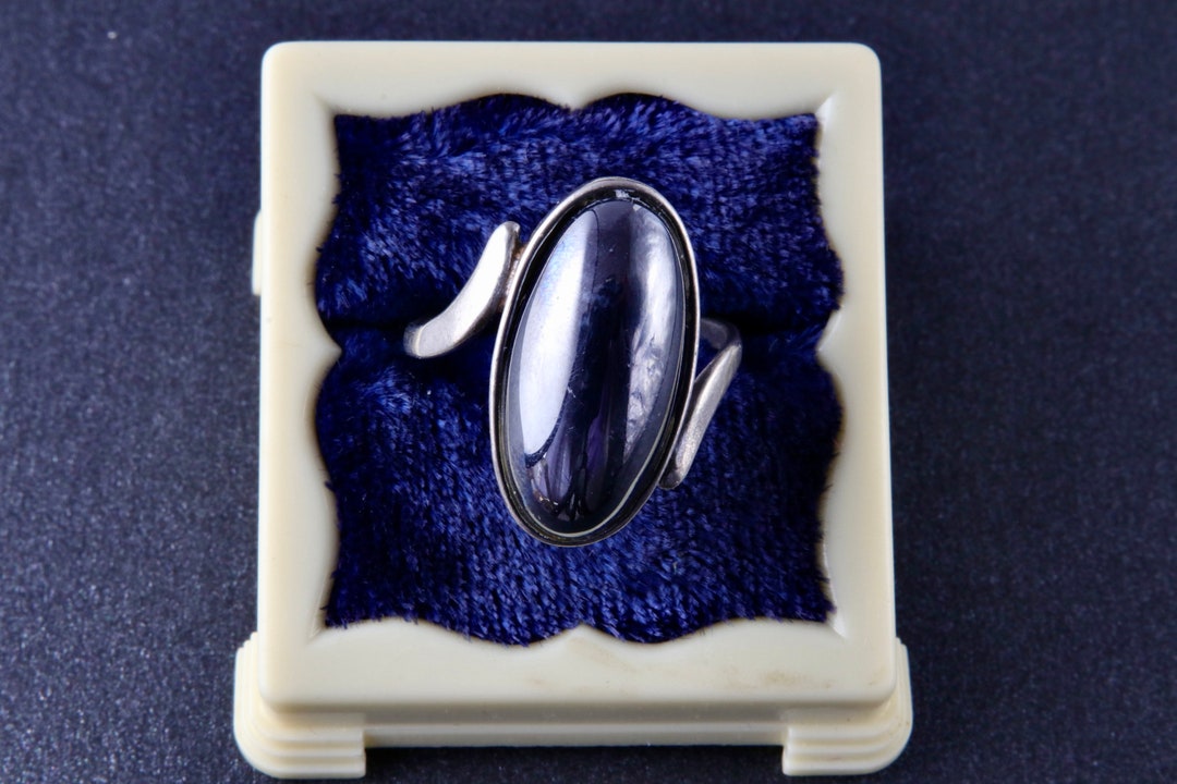 Sterling Silver Ring With Hematite Women's Black Ring Etsy UK