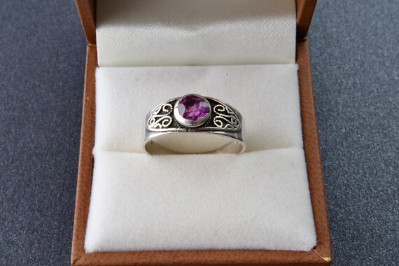 Vintage Soviet silver ruby ring, 875 silver strip… - image 6