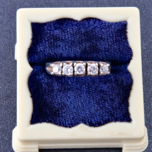 White rhinestones sterling silver ring, Thin narrow stripe ring, Bar silver ring, White ring