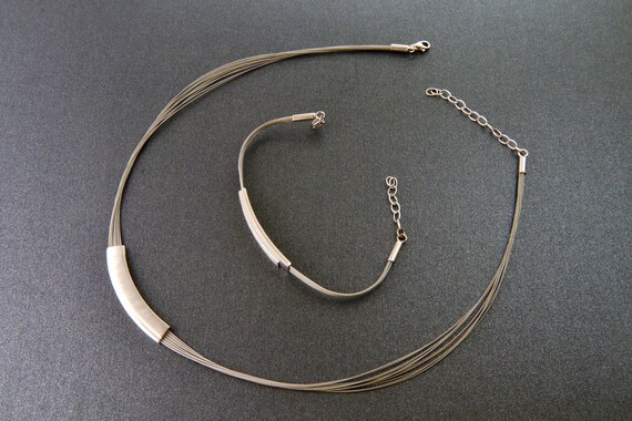 Sterling silver necklace and bracelet in art deco… - image 3