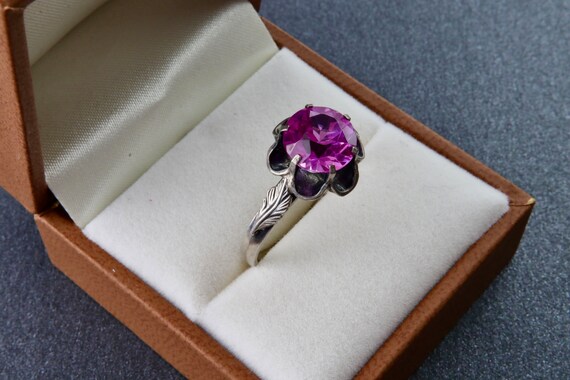 875 sterling silver ruby ring, Flower ring, Vinta… - image 8