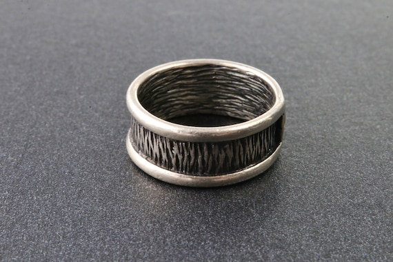 Sterling silver solid stripe ring, Minimalist sil… - image 1