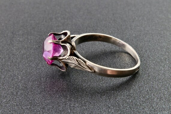875 sterling silver ruby ring, Flower ring, Vinta… - image 3