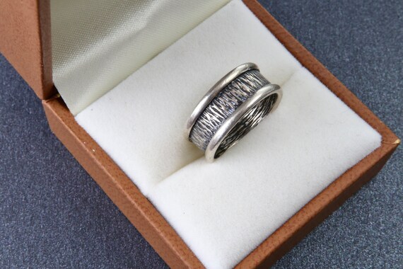 Sterling silver solid stripe ring, Minimalist sil… - image 8