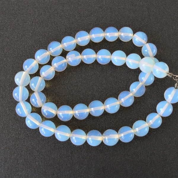 Blue necklace for opalite glass, Beads necklace, Wedding necklace, Necklace with moonstone, Vintage opalite necklace