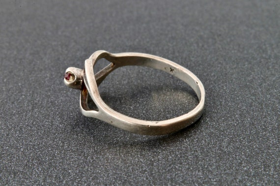 Ruby ring, Soviet sterling silver ring with red r… - image 2