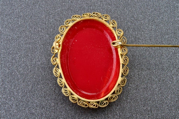 Cameo brooch, Red cameo with white female profile… - image 8