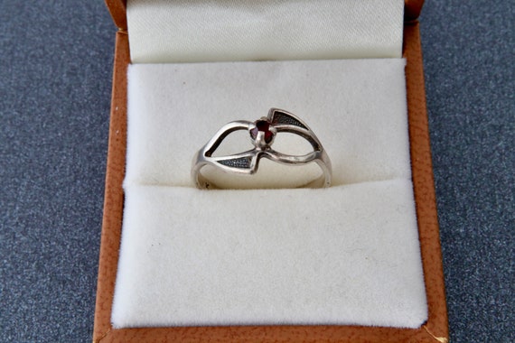 Ruby ring, Soviet sterling silver ring with red r… - image 5