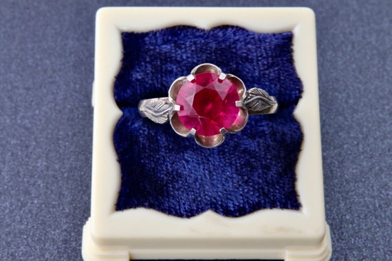 Ruby ring, Soviet sterling silver ring with red r… - image 8