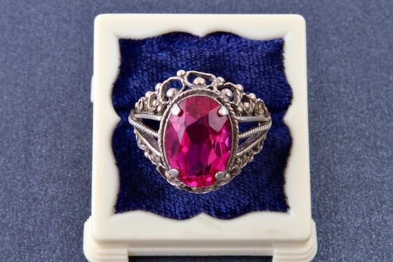 Ruby ring, Soviet sterling silver ring with gold … - image 8