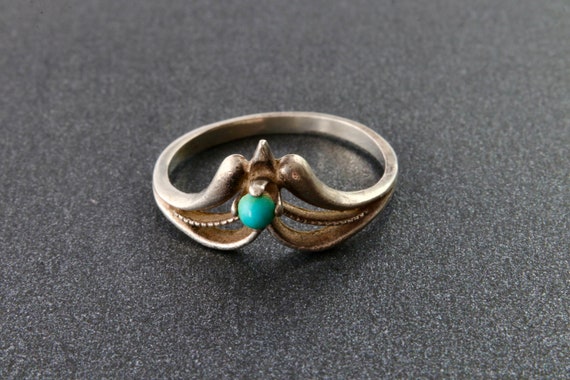Sterling silver ring with turquoise, Soviet silve… - image 2