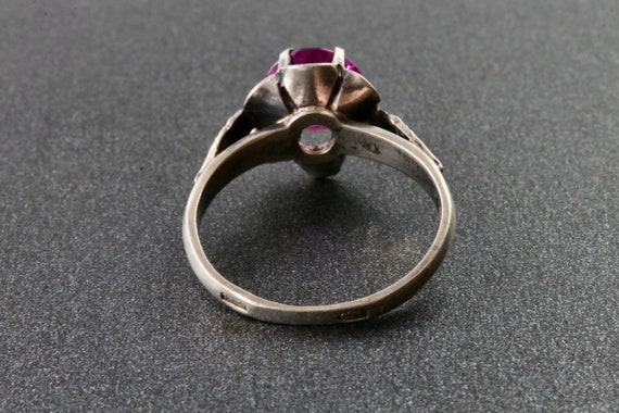 875 sterling silver ruby ring, Flower ring, Vinta… - image 5