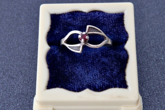Ruby ring, Soviet sterling silver ring with red r… - image 8