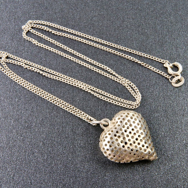 Sterling silver necklace with heart, Minimalistic necklace, Gift for lovers, Vintage silver necklace for women