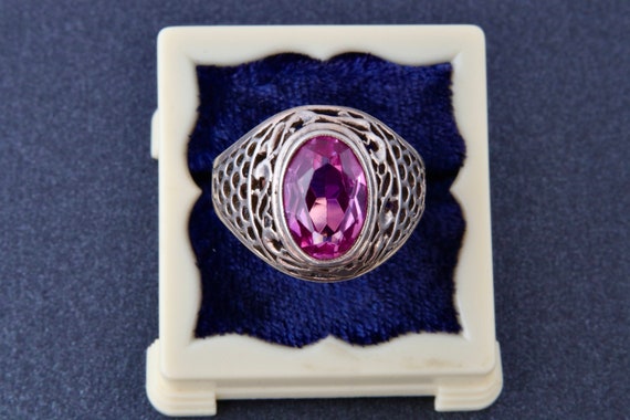 Gold ring tourmaline, Soviet silver ring  gold pl… - image 8