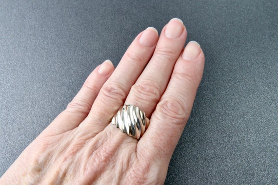 Wide sterling silver solid ring with diagonal str… - image 9