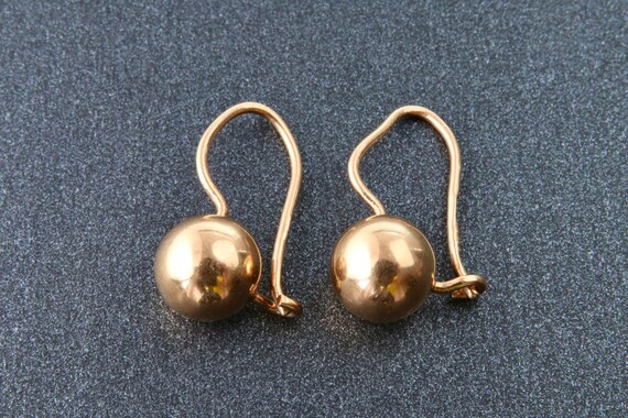 Gold Earrings Balls Soviet Earrings Gold 583 14k Round Gold