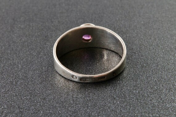 Vintage Soviet silver ruby ring, 875 silver strip… - image 5