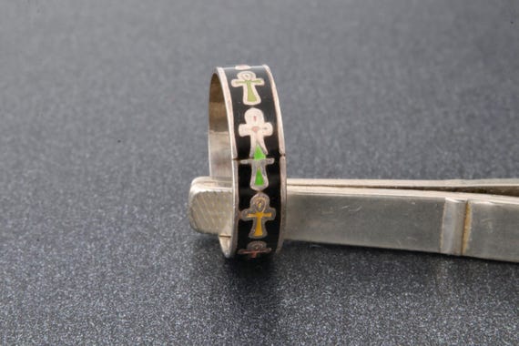 Enamel sterling silver solid stripe ring, Small s… - image 4