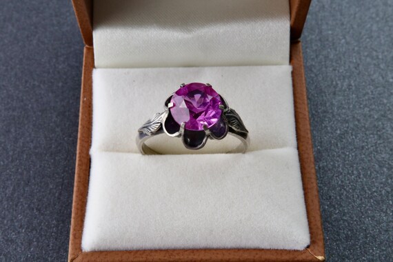 875 sterling silver ruby ring, Flower ring, Vinta… - image 6