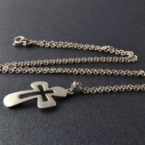 Silber Kreuz Anhänger, Vintage Sterling Silber Kreuz Halskette, religiöser Schmuck, christliches Amulett