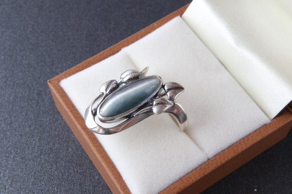 Sterling silver ring with cat's eye, Grey ring, S… - image 7