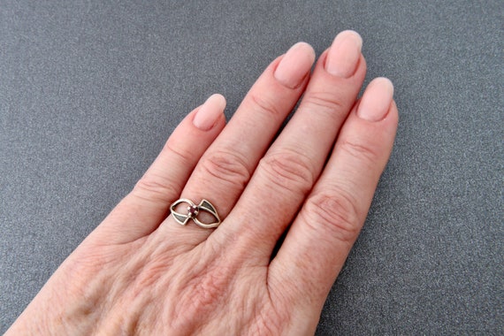 Ruby ring, Soviet sterling silver ring with red r… - image 9