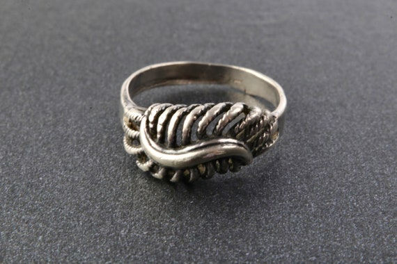 Braided sterling silver ring, Waves silver ring, … - image 1