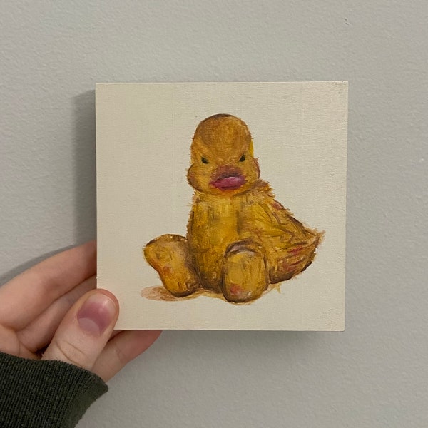 Grumpy Duckling Mini Oil Painting