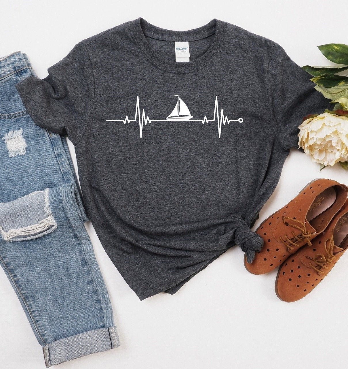 Barca Heartbeat Regalo Per La Nautica Maglietta A Maniche Lunghe - Foto 10