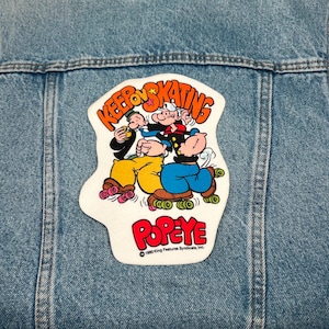 Vintage Popeye Keep on Skating Iron/Sew on Patch (1983) New Old Stock