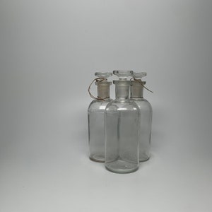 Vintage Apothecary Bottles (c.1920) 8oz Lot of Three with stoppers *GREAT CONDITION*